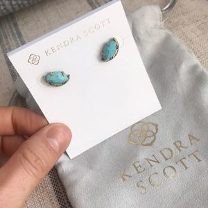 Kendra Scott antique brass and turquoise earrings